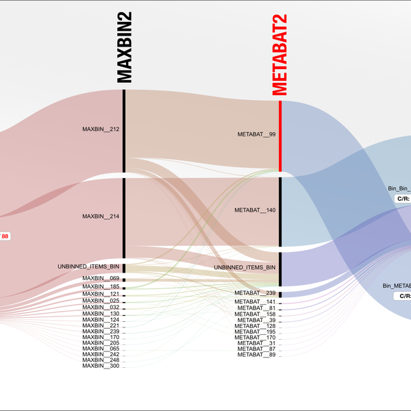 Visualizing the fate of contigs across metagenomic binning algorithms